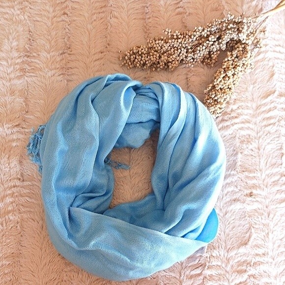 Bindya Lulla Sky Blue Viscose Lightweight Scarf - Picture 1 of 5
